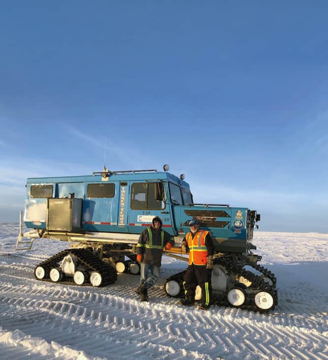 BP Alaska team members working on the 455-square-mile 3D seismic survey in Prudhoe Bay.