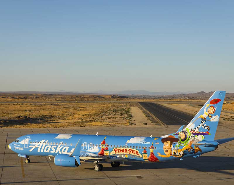 Alaska Airlines’ Newest Painted Pixar-Themed Aircraft Showcases Pixar Pier at Disney California Adventure Park