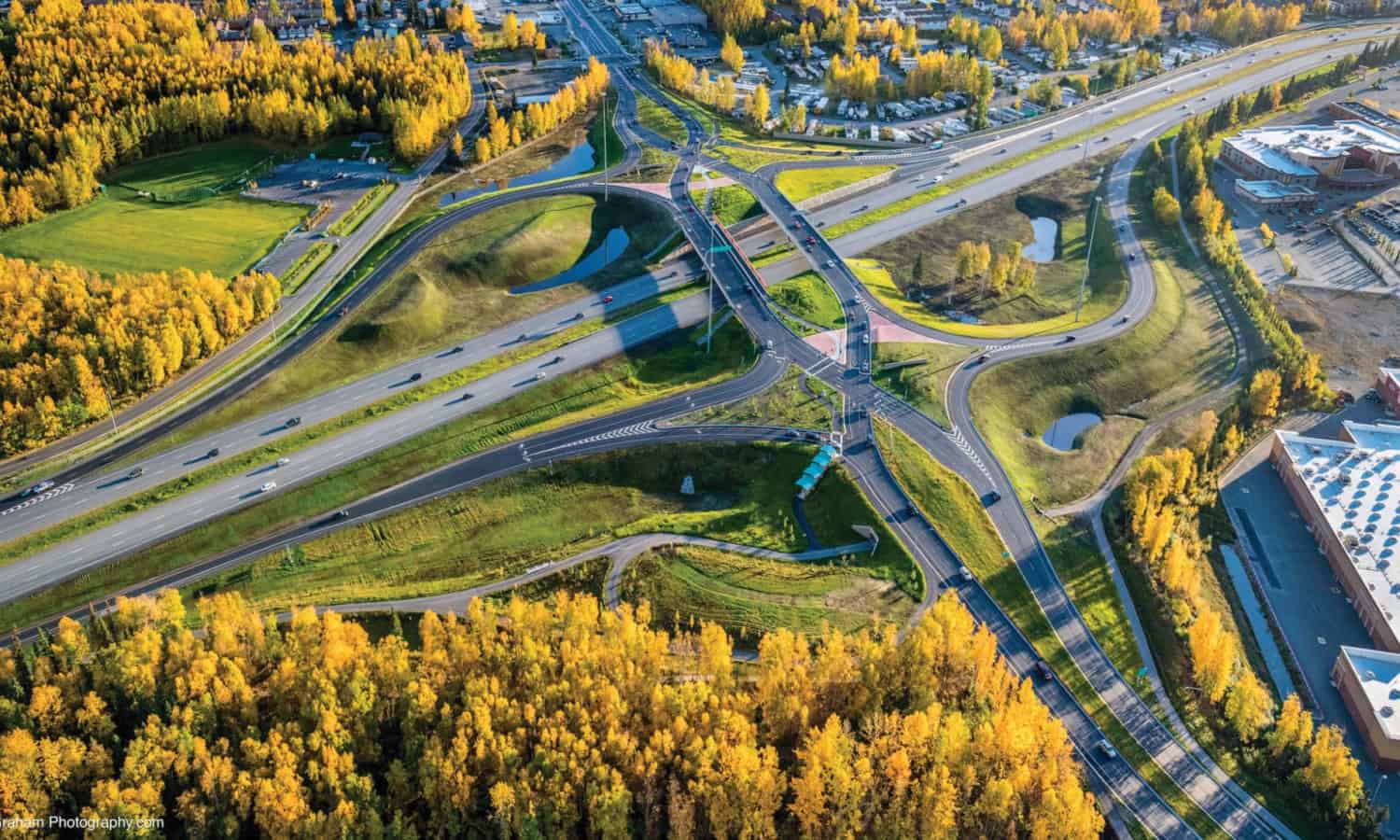 diverging diamond interchange at Glenn Highway and Muldoon Road