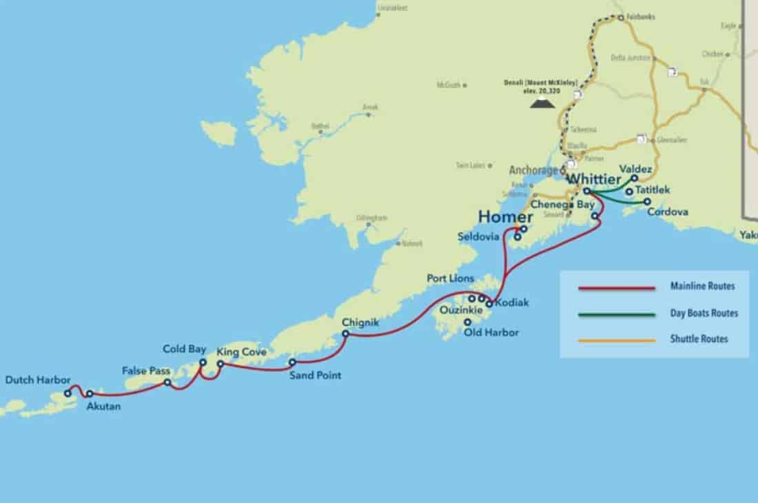 M/V Tustumena route