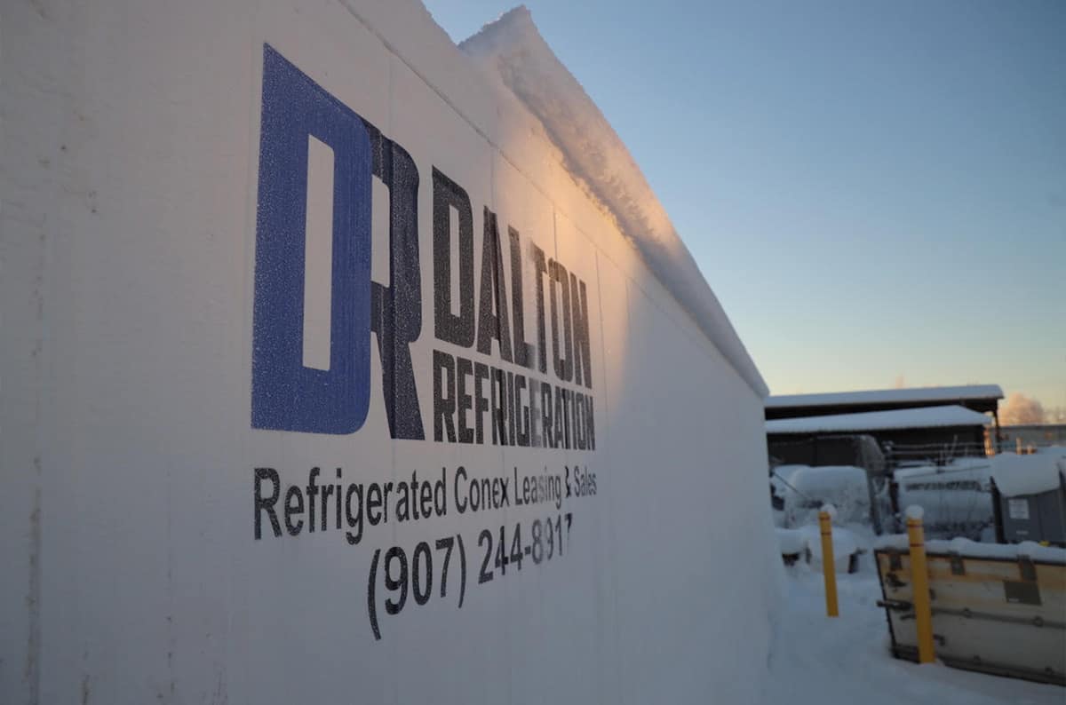 Dalton Refrigeration truck frosted with ice in the winter