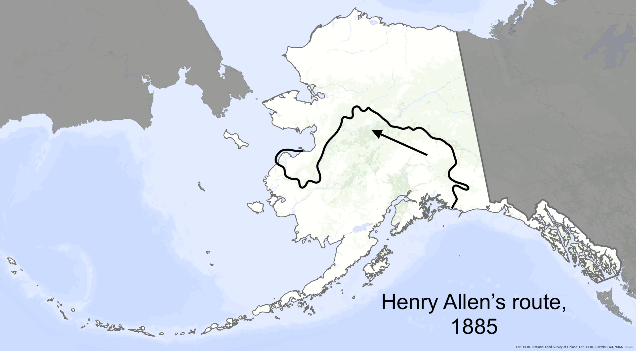 The route taken by Lt. Henry Tureman Allen in 1885 The route taken by Lt. Henry Tureman Allen in 1885