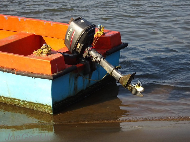 Yamaha motor on a boat