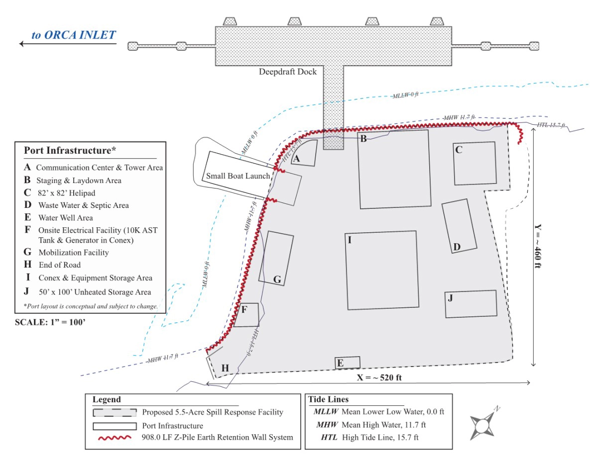 Diagram of spill response facility at Shepard Point