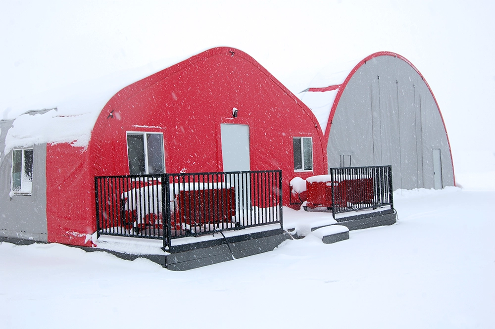Workforce housing modular building in the snow