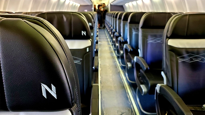 seats inside of an airplane