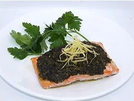 Sockeye salmon dish