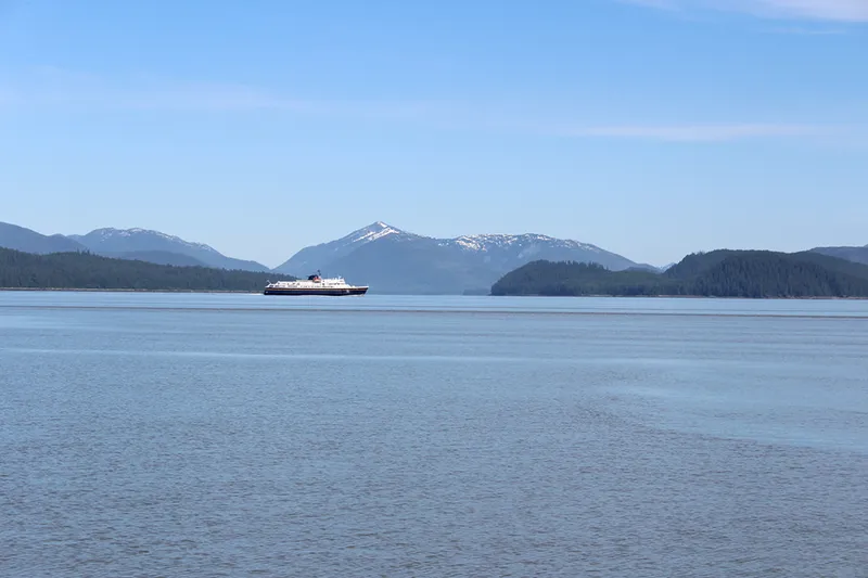 AK state ferry in the ocean