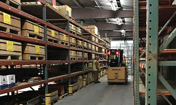 warehouse with forklift